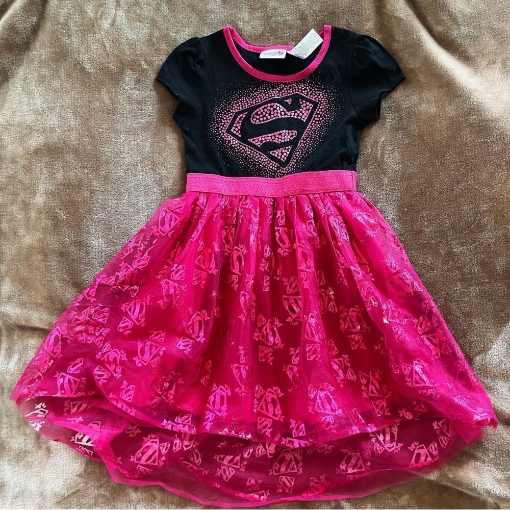 Supergirl Pink and Black Dress Size 6/6x
